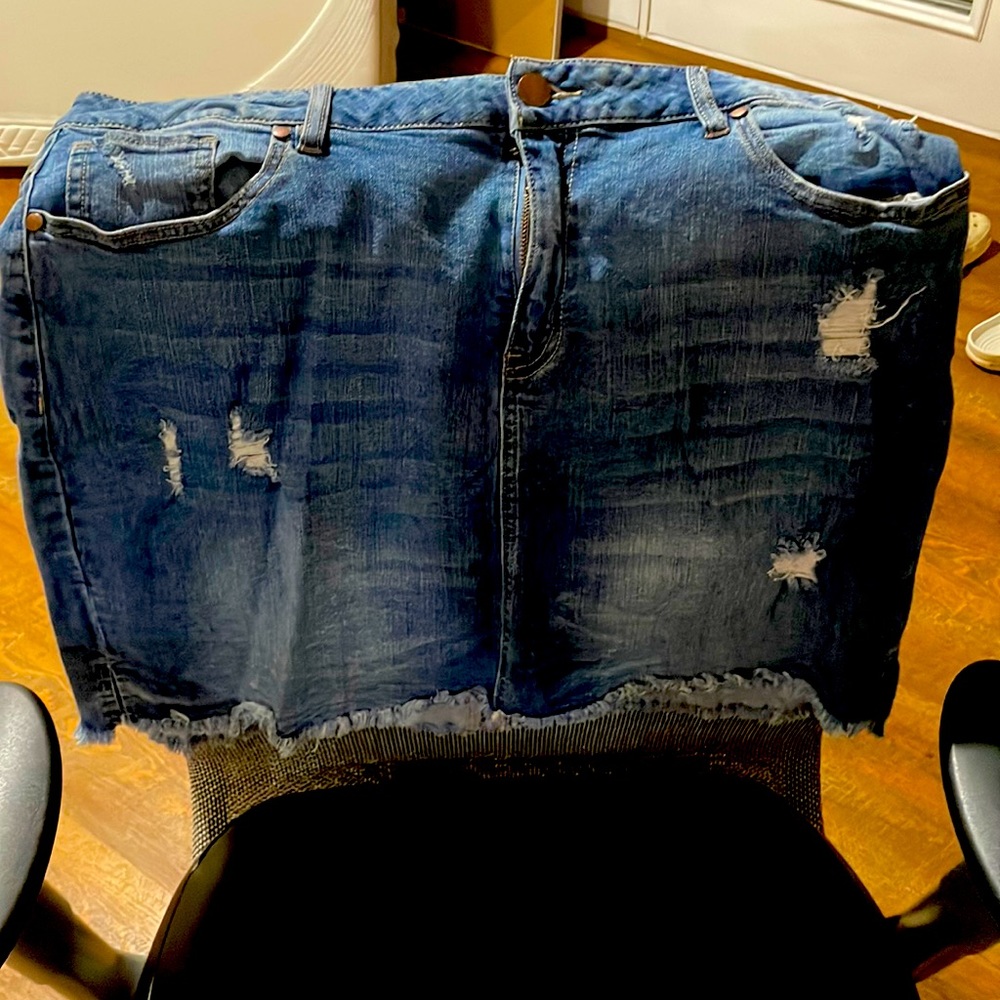 Jean short skirt! Looks great with any style shirt!